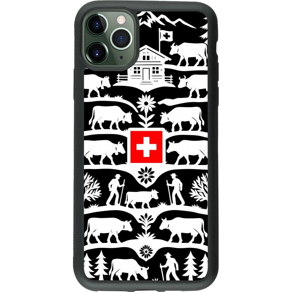 Coque iPhone 11 Pro Max - Silicone rigide noir Poya Suisse 3 noir