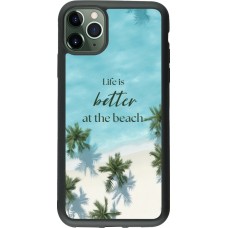 Coque iPhone 11 Pro Max - Silicone rigide noir Summer 2025 Life is better at the beach
