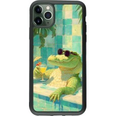 iPhone 11 Pro Max Case Hülle - Silikon schwarz Crocodile in the swimming pool Summer 2026