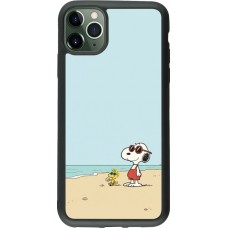 Coque iPhone 11 Pro Max - Silicone rigide noir Snoopy on the beach Summer 2026