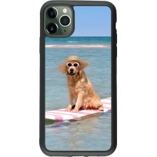 iPhone 11 Pro Max Case Hülle - Silikon schwarz Summer Dog on Paddle