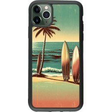 Coque iPhone 11 Pro Max - Silicone rigide noir Surf Paradise