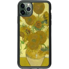iPhone 11 Pro Max Case Hülle - Silikon schwarz Kunstbild - Sonnenblumen  - Van Gogh