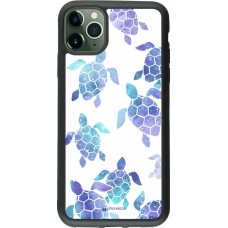 Coque iPhone 11 Pro Max - Silicone rigide noir Turtles pattern watercolor