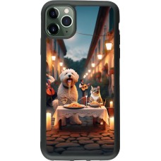 iPhone 11 Pro Max Case Hülle - Silikon schwarz Valentin 2024 Hund & Katze Kerzenlicht