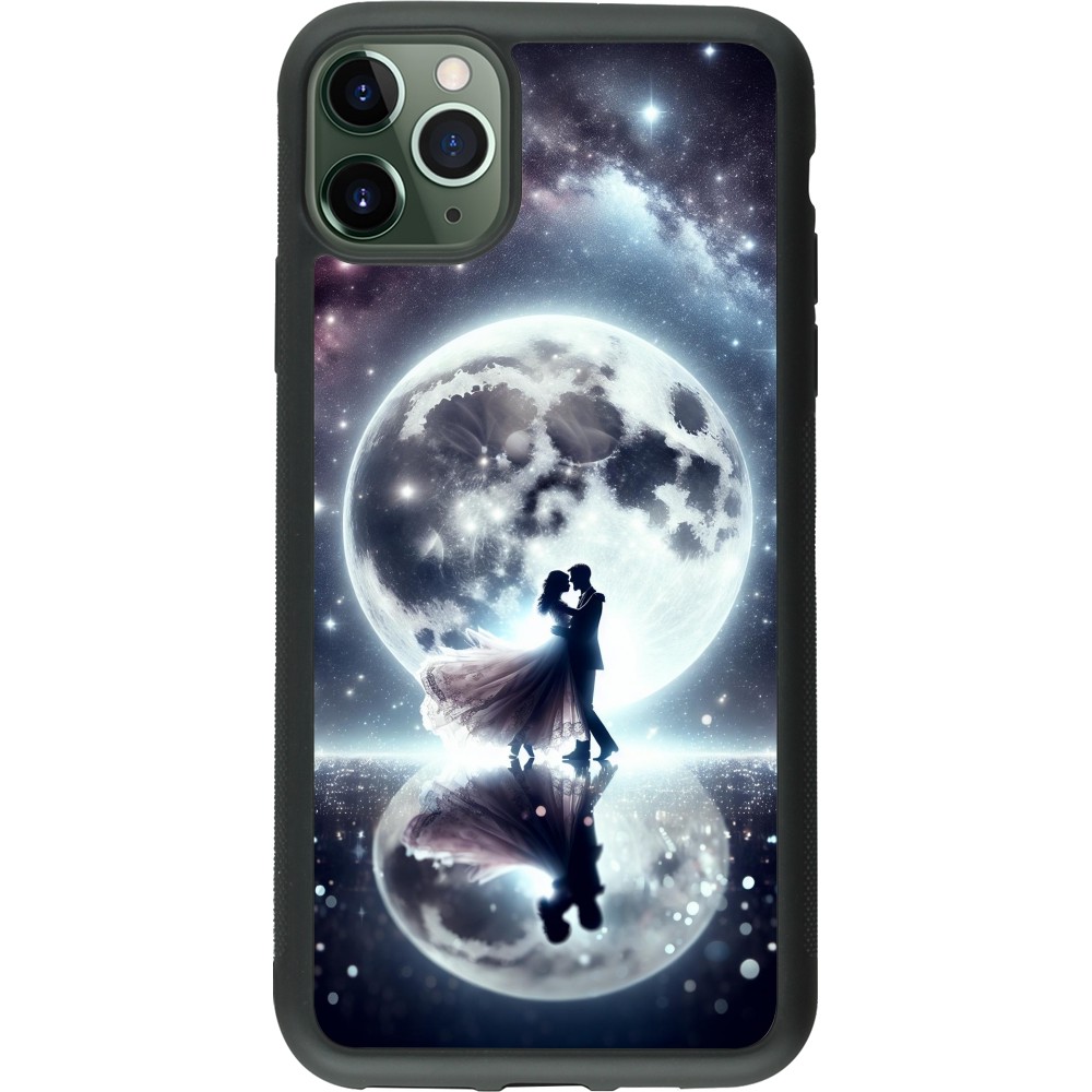 iPhone 11 Pro Max Case Hülle - Silikon schwarz Valentin 2024 Liebe unter dem Mond
