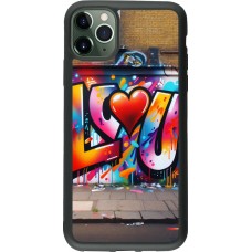 Coque iPhone 11 Pro Max - Silicone rigide noir Valentine 2025 Love U Tag