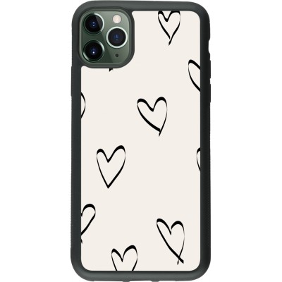 iPhone 11 Pro Max Case Hülle - Silikon schwarz Valentine 2023 minimalist hearts