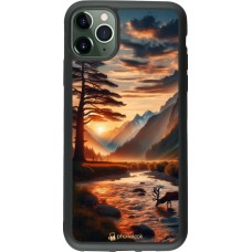 iPhone 11 Pro Max Case Hülle - Silikon schwarz Tal Sonnenuntergang Hirsch Baum