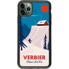 Coque iPhone 11 Pro Max - Silicone rigide noir Verbier Cabane Mont-Fort