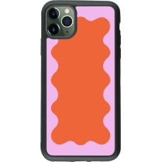 iPhone 11 Pro Max Case Hülle - Silikon schwarz Wavy Rectangle Orange Pink