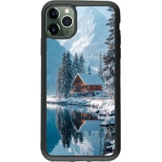 Coque iPhone 11 Pro Max - Silicone rigide noir Winter 25 Winter house forest day