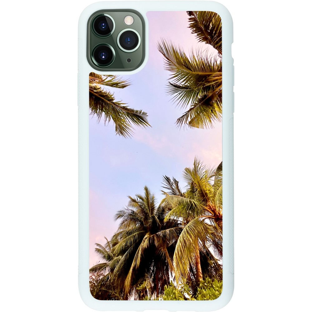iPhone 11 Pro Max Case Hülle - Silikon weiss Summer 2023 palm tree vibe