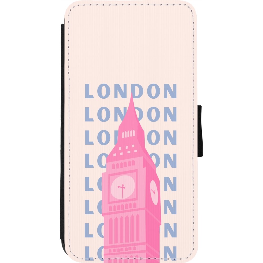 Coque iPhone 11 Pro Max - Wallet noir London Pink Print