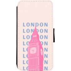 Coque iPhone 11 Pro Max - Wallet noir London Pink Print