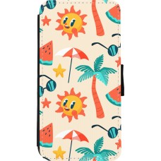 Coque iPhone 11 Pro Max - Wallet noir Summer 2025 Pattern soleil