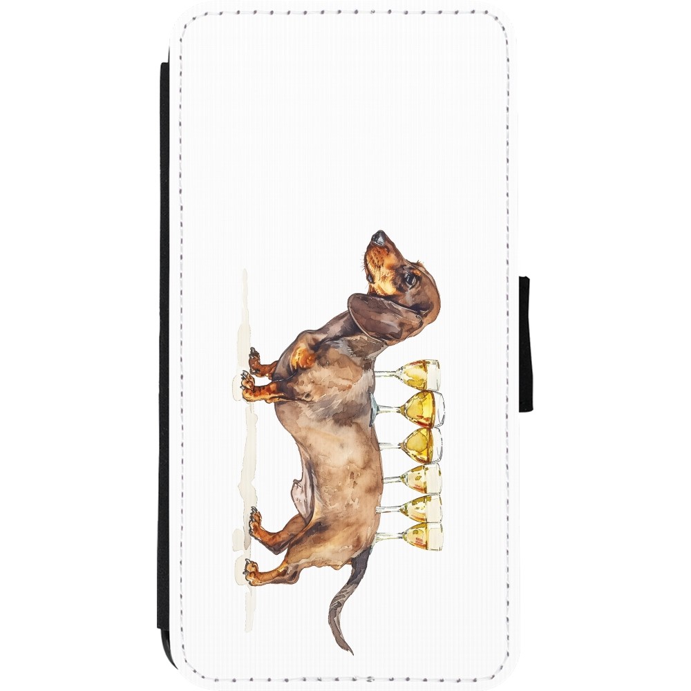 iPhone 11 Pro Max Case Hülle - Wallet schwarz Wine Teckel
