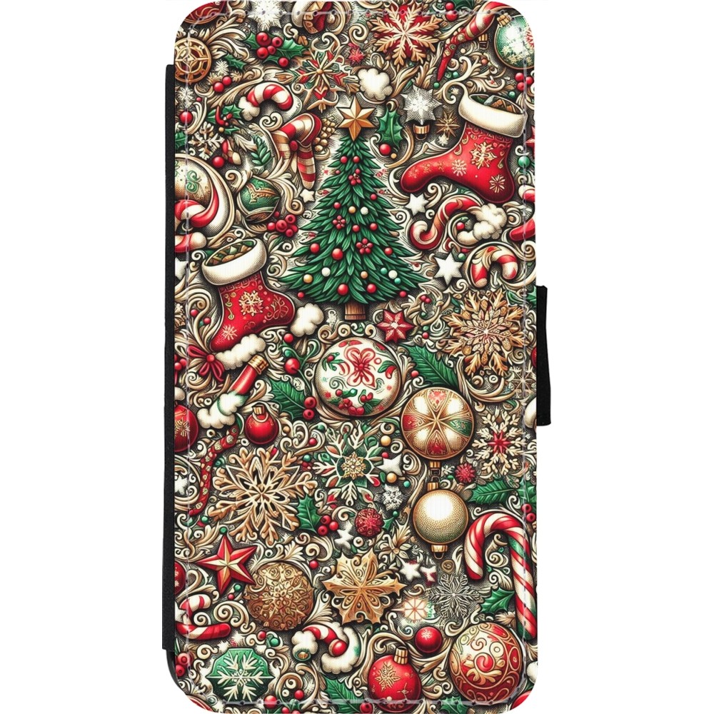 iPhone 11 Pro Max Case Hülle - Wallet schwarz Weihnachten 2023 Mikromuster
