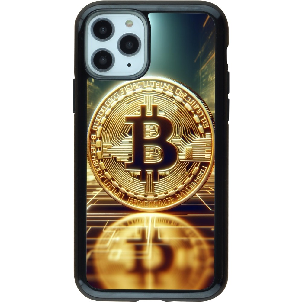 iPhone 11 Pro Case Hülle - Hybrid Armor schwarz Bitcoin Stehen