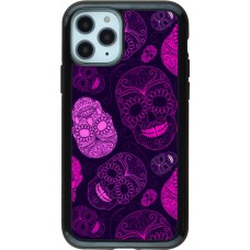 iPhone 11 Pro Case Hülle - Hybrid Armor schwarz Halloween 2023 pink skulls
