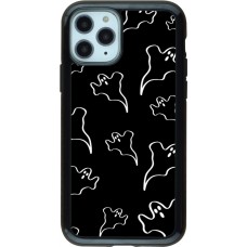 iPhone 11 Pro Case Hülle - Hybrid Armor schwarz Halloween 2024 black and white ghosts
