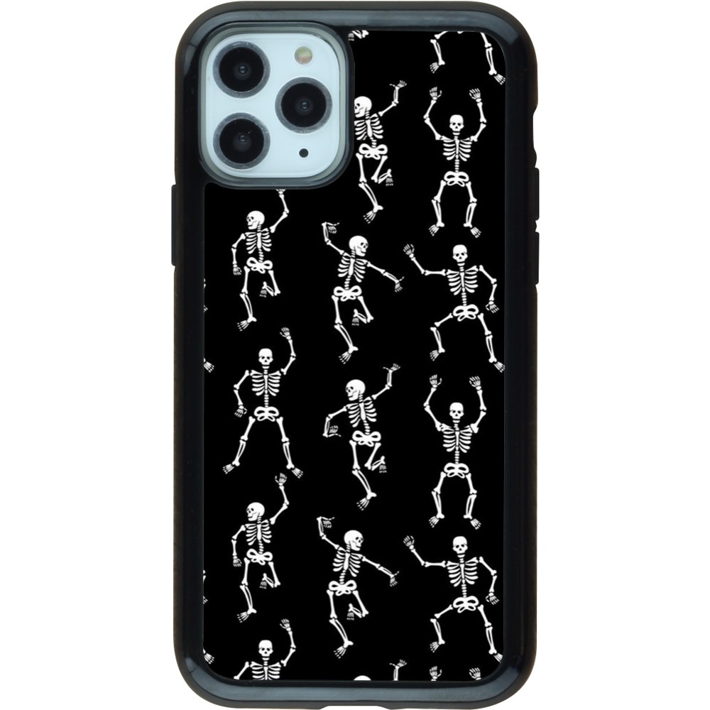 iPhone 11 Pro Case Hülle - Hybrid Armor schwarz Halloween 2024 dancing skeleton