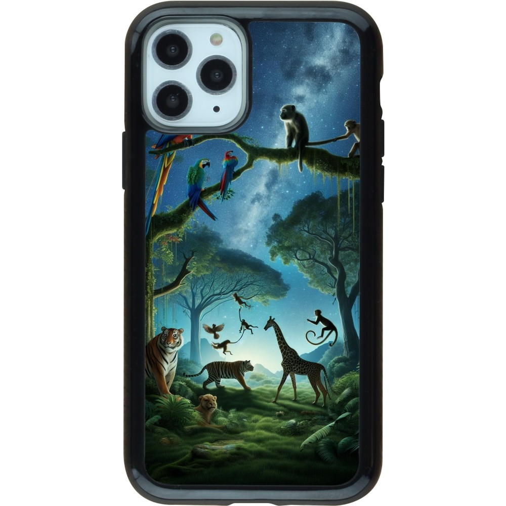 iPhone 11 Pro Case Hülle - Hybrid Armor schwarz Paradies der exotischen Tiere
