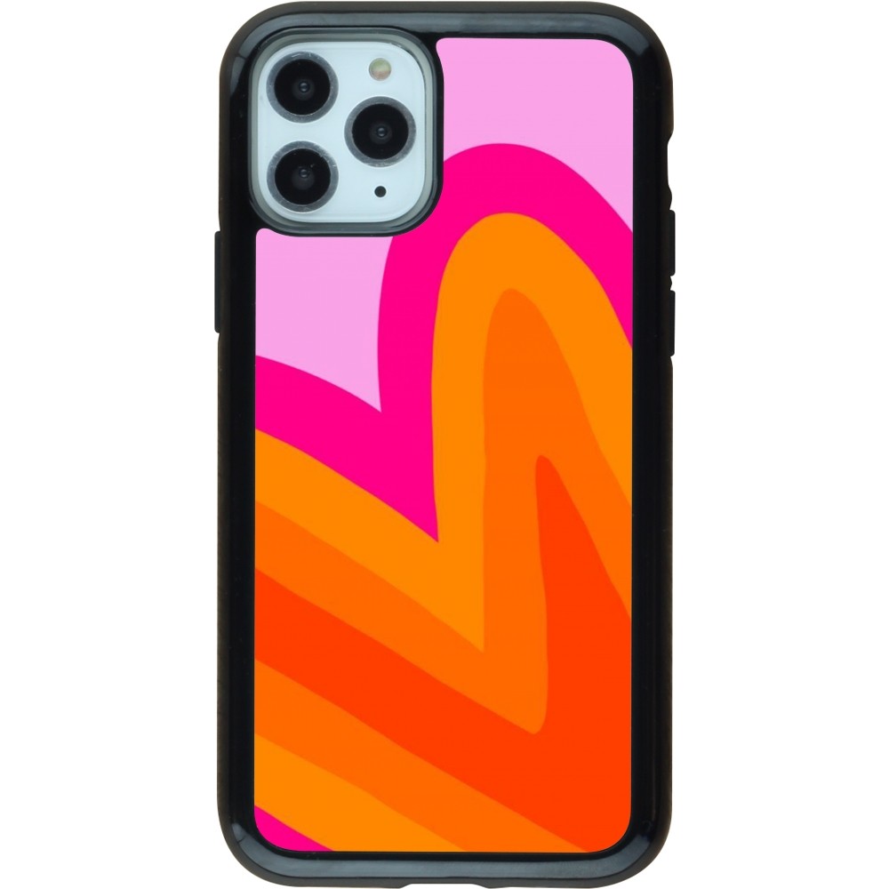 iPhone 11 Pro Case Hülle - Hybrid Armor schwarz Valentine 2024 heart gradient