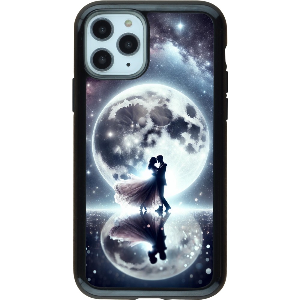 iPhone 11 Pro Case Hülle - Hybrid Armor schwarz Valentin 2024 Liebe unter dem Mond