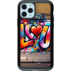 Coque iPhone 11 Pro - Hybrid Armor noir Valentine 2025 Love U Tag