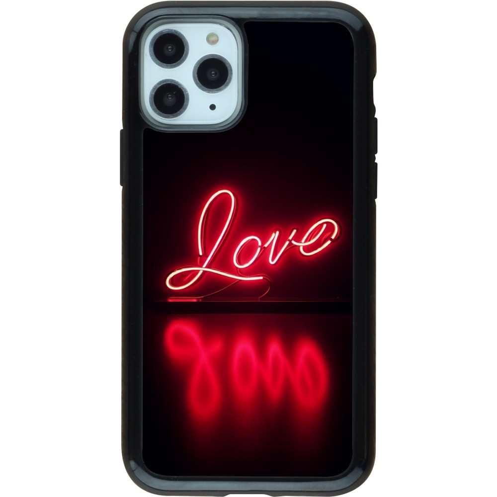 iPhone 11 Pro Case Hülle - Hybrid Armor schwarz Valentine 2025 Neon Liebe