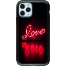 iPhone 11 Pro Case Hülle - Hybrid Armor schwarz Valentine 2025 Neon Liebe