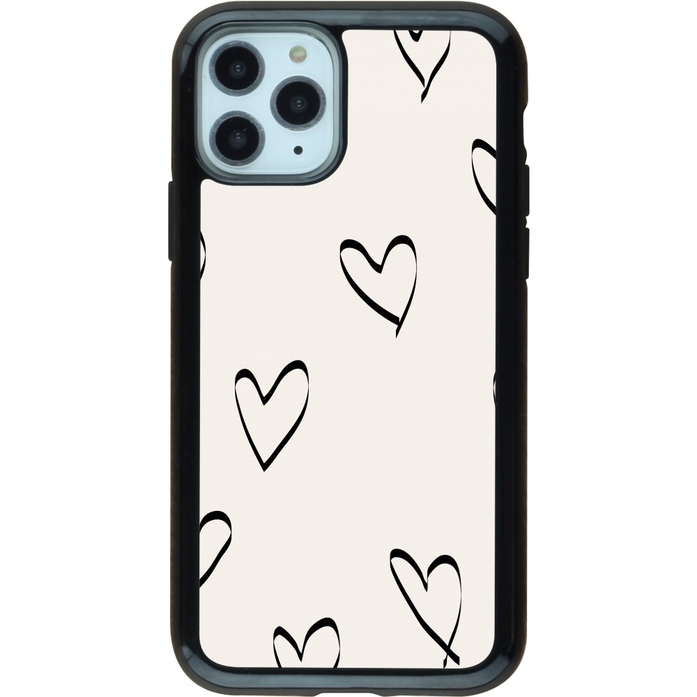 iPhone 11 Pro Case Hülle - Hybrid Armor schwarz Valentine 2023 minimalist hearts