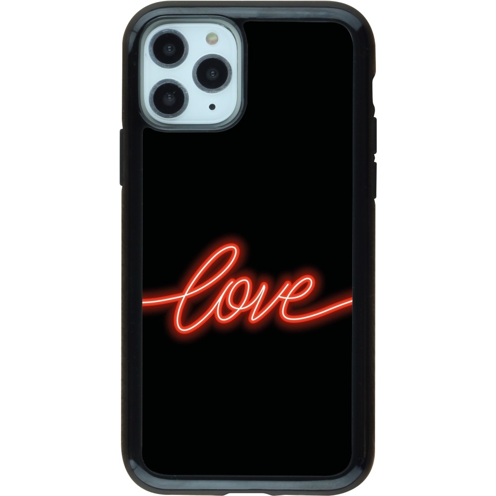 iPhone 11 Pro Case Hülle - Hybrid Armor schwarz Valentine 2023 neon love