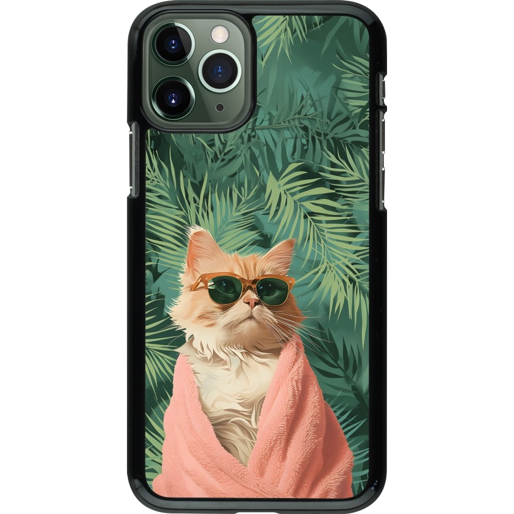 iPhone 11 Pro Case Hülle - Cat Summer Palms