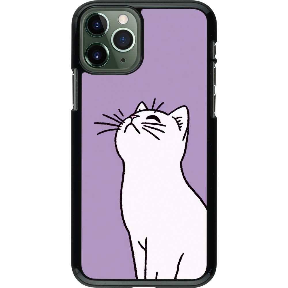 Coque iPhone 11 Pro - Chat sur fond violet