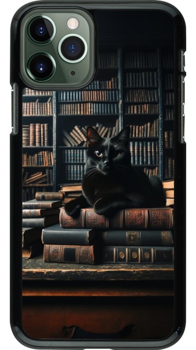 iPhone 11 Pro Case Hülle - Katze Bücher dunkel