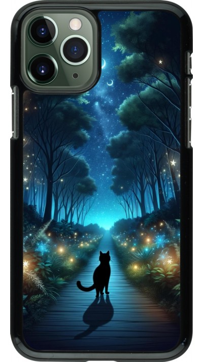 Coque iPhone 11 Pro - Chat noir promenade