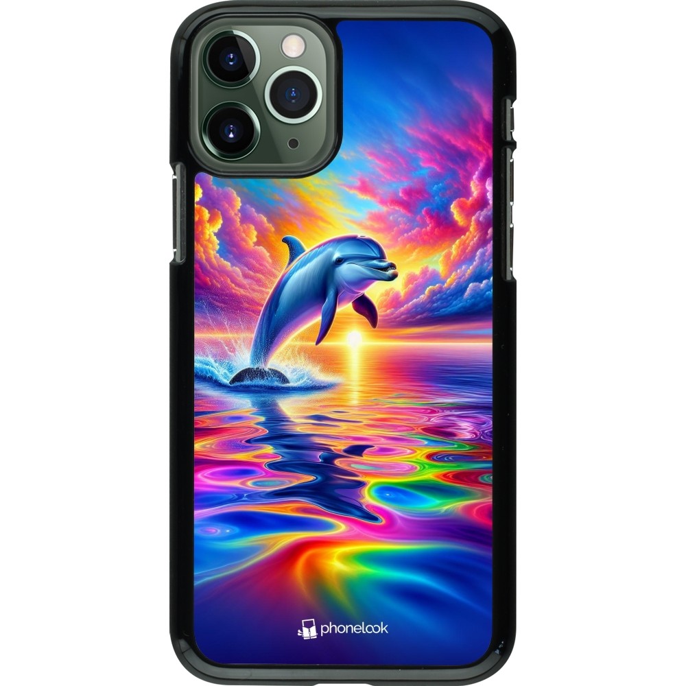 iPhone 11 Pro Case Hülle - Glücklicher Regenbogen-Delfin