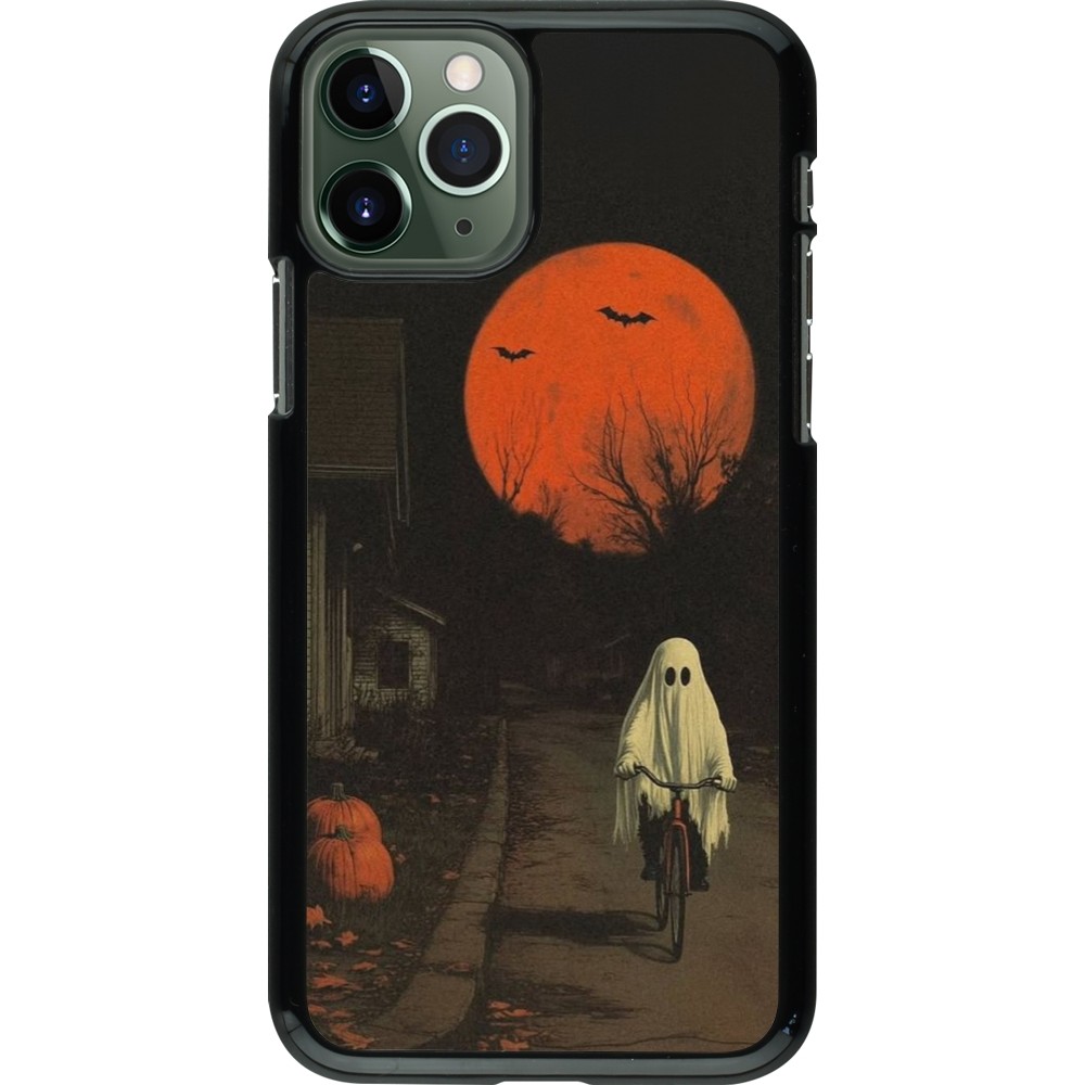 iPhone 11 Pro Case Hülle - Halloween 2025 Ghost on a bicycle