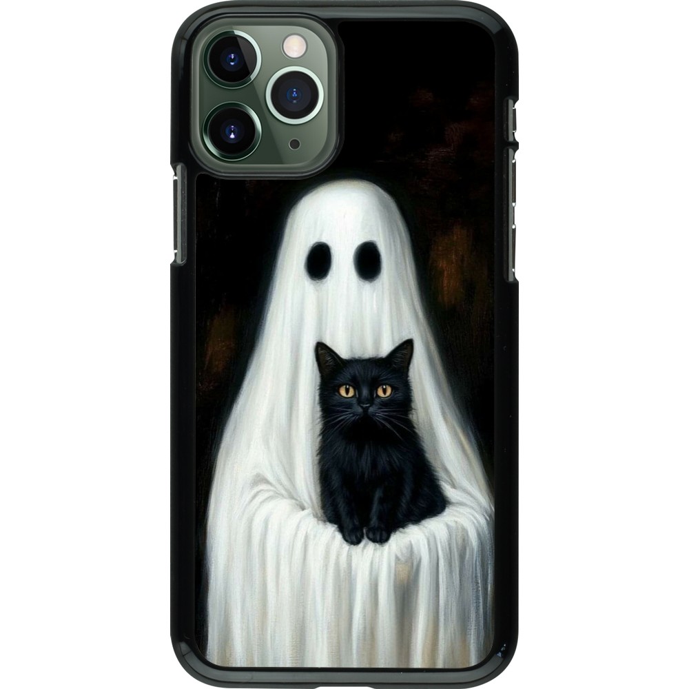iPhone 11 Pro Case Hülle - Halloween 2025 Ghost with black cat
