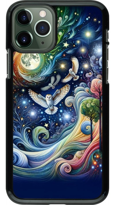 Coque iPhone 11 Pro - hibou volant floral