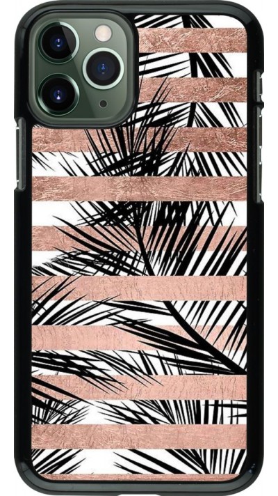 Hülle iPhone 11 Pro - Palm trees gold stripes
