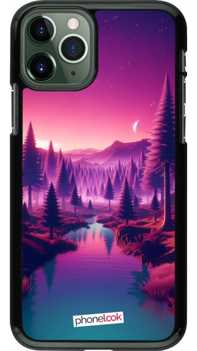 Coque iPhone 11 Pro - Paysage Violet-Rose