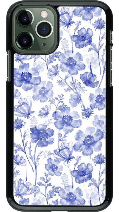 Coque iPhone 11 Pro - Spring 23 watercolor blue flowers