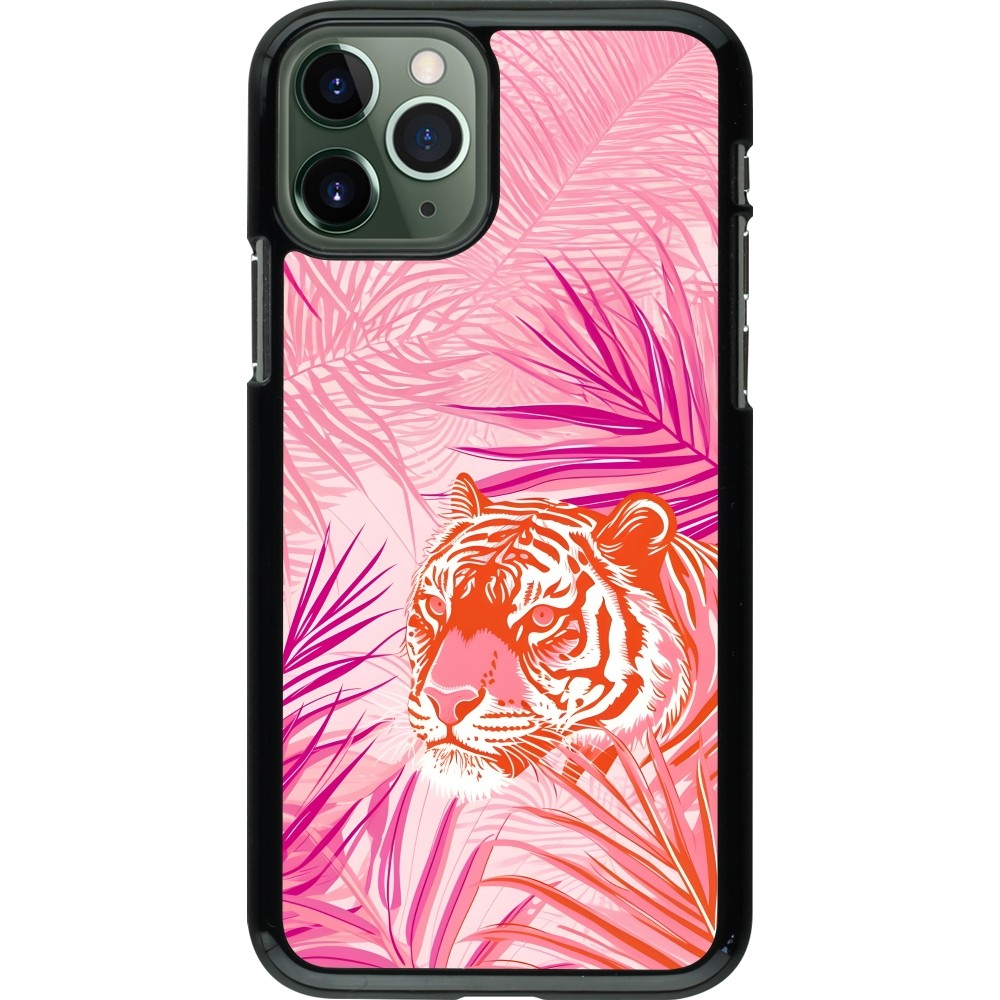 iPhone 11 Pro Case Hülle - Tiger Palmen rosa
