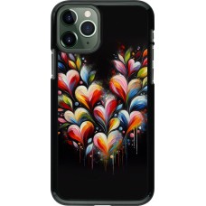 Coque iPhone 11 Pro - Valentine 2024 Coeur Noir Abstrait