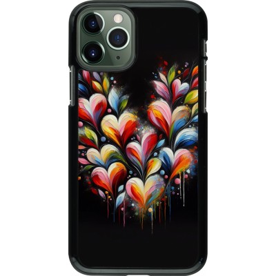 Coque iPhone 11 Pro - Valentine 2024 Coeur Noir Abstrait