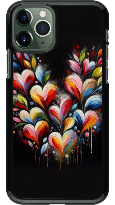 Coque iPhone 11 Pro - Valentine 2024 Coeur Noir Abstrait