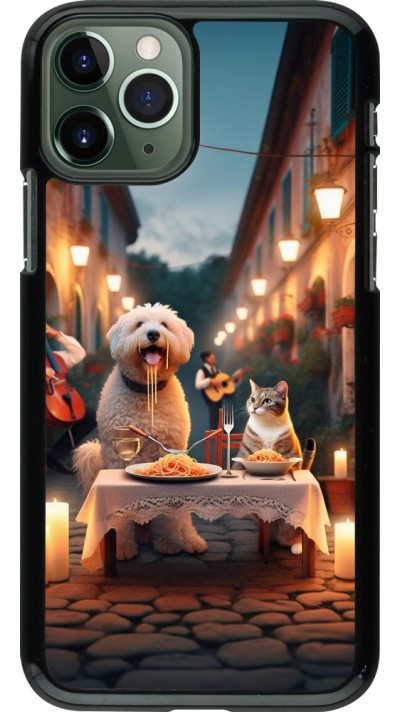 iPhone 11 Pro Case Hülle - Valentin 2024 Hund & Katze Kerzenlicht